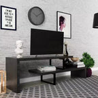 Meuble TV LeisureMod Orford Collection avec étagères en MDF et pieds en fer thermolaqué - Meuble console multimédia, salon moderne, centre de divertissement, rangement