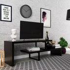 Meuble TV LeisureMod Orford Collection avec étagères en MDF et pieds en fer thermolaqué - Meuble console multimédia, salon moderne, centre de divertissement, rangement