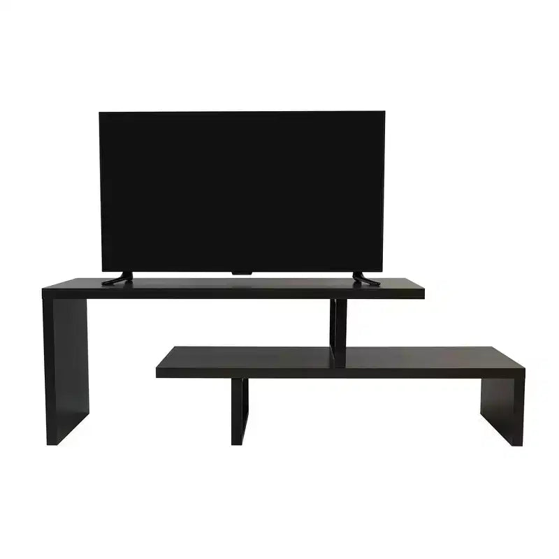 Meuble TV LeisureMod Orford Collection avec étagères en MDF et pieds en fer thermolaqué - Meuble console multimédia, salon moderne, centre de divertissement, rangement