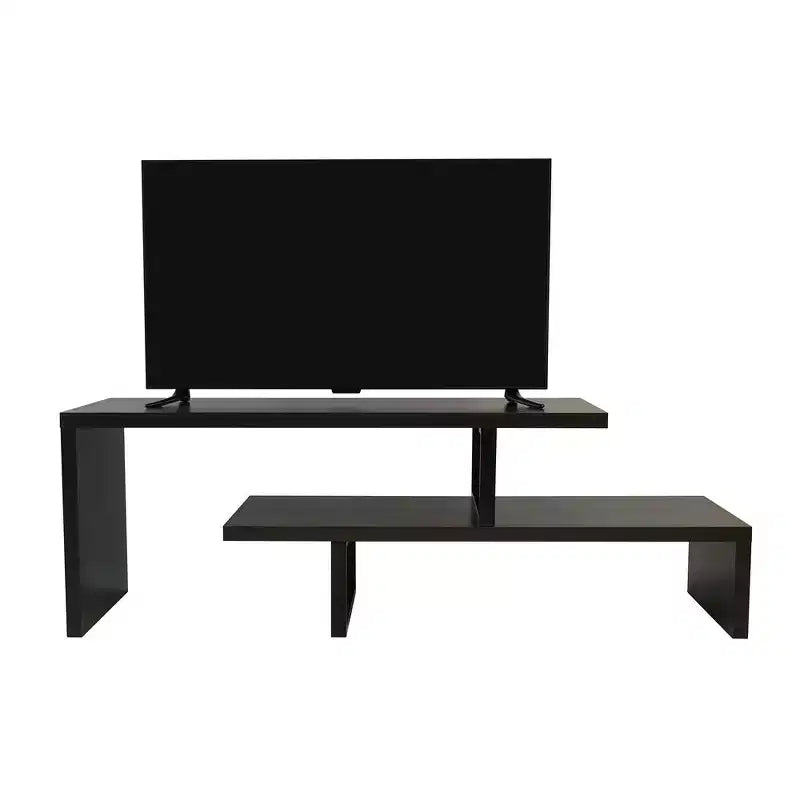 Meuble TV LeisureMod Orford Collection avec étagères en MDF et pieds en fer thermolaqué - Meuble console multimédia, salon moderne, centre de divertissement, rangement