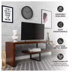Meuble TV LeisureMod Orford Collection avec étagères en MDF et pieds en fer thermolaqué - Meuble console multimédia, salon moderne, centre de divertissement, rangement