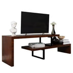 Meuble TV LeisureMod Orford Collection avec étagères en MDF et pieds en fer thermolaqué - Meuble console multimédia, salon moderne, centre de divertissement, rangement