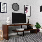 Meuble TV LeisureMod Orford Collection avec étagères en MDF et pieds en fer thermolaqué - Meuble console multimédia, salon moderne, centre de divertissement, rangement