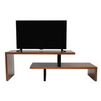 Meuble TV LeisureMod Orford Collection avec étagères en MDF et pieds en fer thermolaqué - Meuble console multimédia, salon moderne, centre de divertissement, rangement