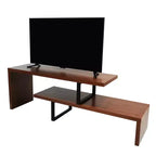 Meuble TV LeisureMod Orford Collection avec étagères en MDF et pieds en fer thermolaqué - Meuble console multimédia, salon moderne, centre de divertissement, rangement