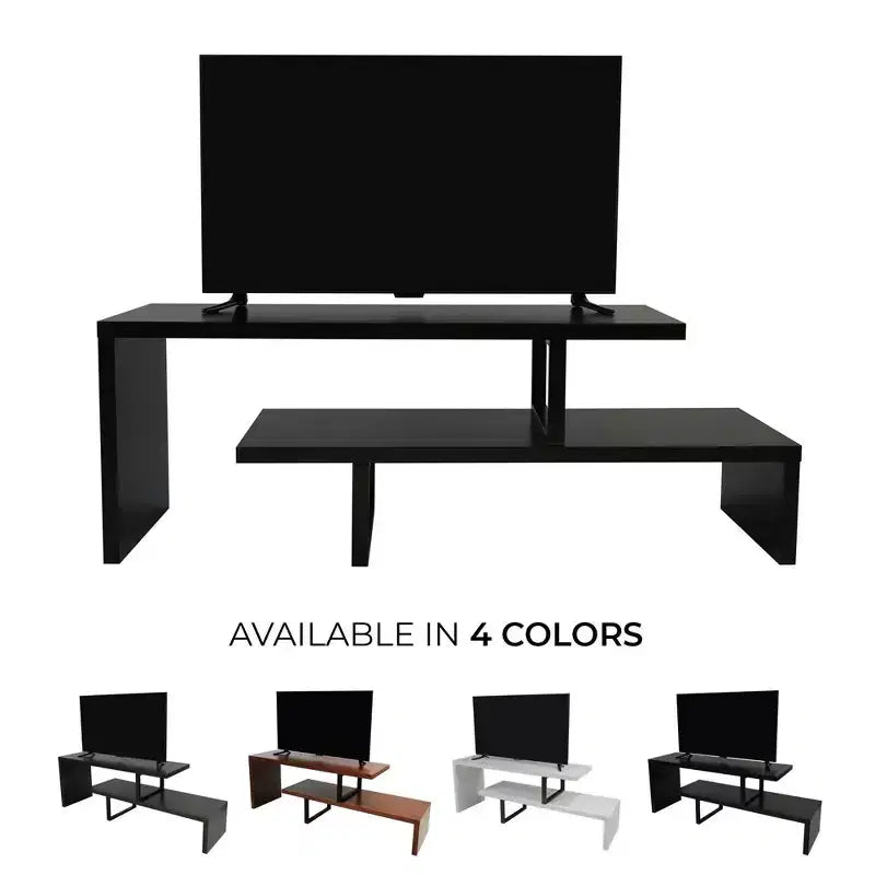 Meuble TV LeisureMod Orford Collection avec étagères en MDF et pieds en fer thermolaqué - Meuble console multimédia, salon moderne, centre de divertissement, rangement