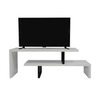 Meuble TV LeisureMod Orford Collection avec étagères en MDF et pieds en fer thermolaqué - Meuble console multimédia, salon moderne, centre de divertissement, rangement