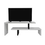 Meuble TV LeisureMod Orford Collection avec étagères en MDF et pieds en fer thermolaqué - Meuble console multimédia, salon moderne, centre de divertissement, rangement