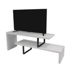 Meuble TV LeisureMod Orford Collection avec étagères en MDF et pieds en fer thermolaqué - Meuble console multimédia, salon moderne, centre de divertissement, rangement