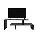 Meuble TV LeisureMod Orford Collection avec étagères en MDF et pieds en fer thermolaqué - Meuble console multimédia, salon moderne, centre de divertissement, rangement