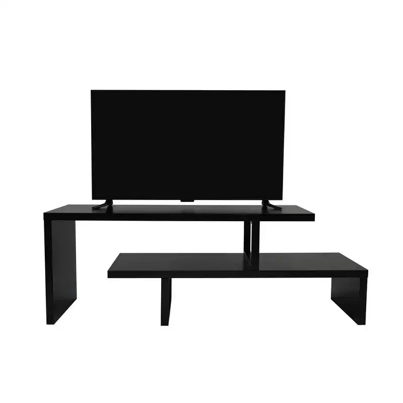 Meuble TV LeisureMod Orford Collection avec étagères en MDF et pieds en fer thermolaqué - Meuble console multimédia, salon moderne, centre de divertissement, rangement