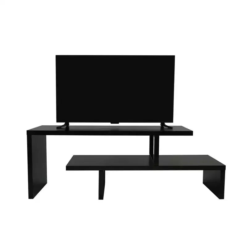 Meuble TV LeisureMod Orford Collection avec étagères en MDF et pieds en fer thermolaqué - Meuble console multimédia, salon moderne, centre de divertissement, rangement
