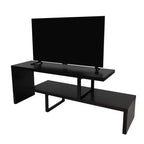 Meuble TV LeisureMod Orford Collection avec étagères en MDF et pieds en fer thermolaqué - Meuble console multimédia, salon moderne, centre de divertissement, rangement