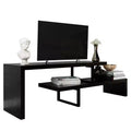 Meuble TV LeisureMod Orford Collection avec étagères en MDF et pieds en fer thermolaqué - Meuble console multimédia, salon moderne, centre de divertissement, rangement