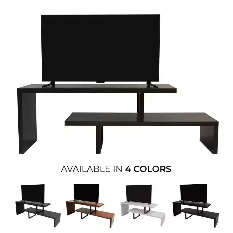 Meuble TV LeisureMod Orford Collection avec étagères en MDF et pieds en fer thermolaqué - Meuble console multimédia, salon moderne, centre de divertissement, rangement