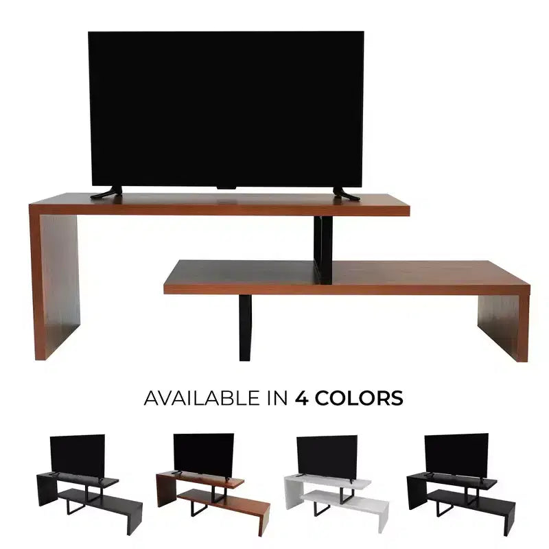 LeisureMod Orford Collection TV Stand with MDF Shelves and Powder-Coated Iron Legs  Media Console, Modern Living Room, Entertainment Center, Storage