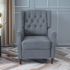 Push Back Recliner Chair, Linen Fabric Reclining Lounge Chair, Adjustable Reclining Sofa With Upholstered Seat