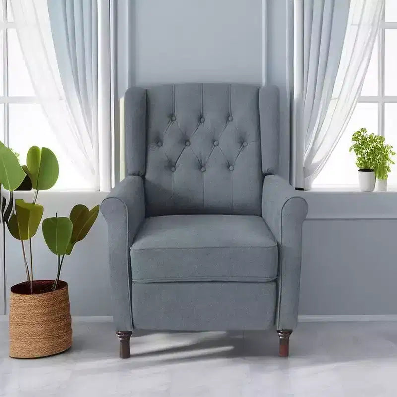 Fauteuil inclinable, Fauteuil de relaxation inclinable en tissu de lin, Canapé inclinable réglable avec assise rembourrée