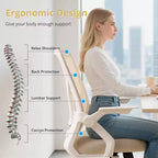 Chaise de bureau ergonomique pivotante à dossier mi-haut VECELO avec accoudoirs réglables et support lombaire en maille