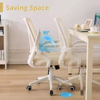 Chaise de bureau ergonomique pivotante à dossier mi-haut VECELO avec accoudoirs réglables et support lombaire en maille
