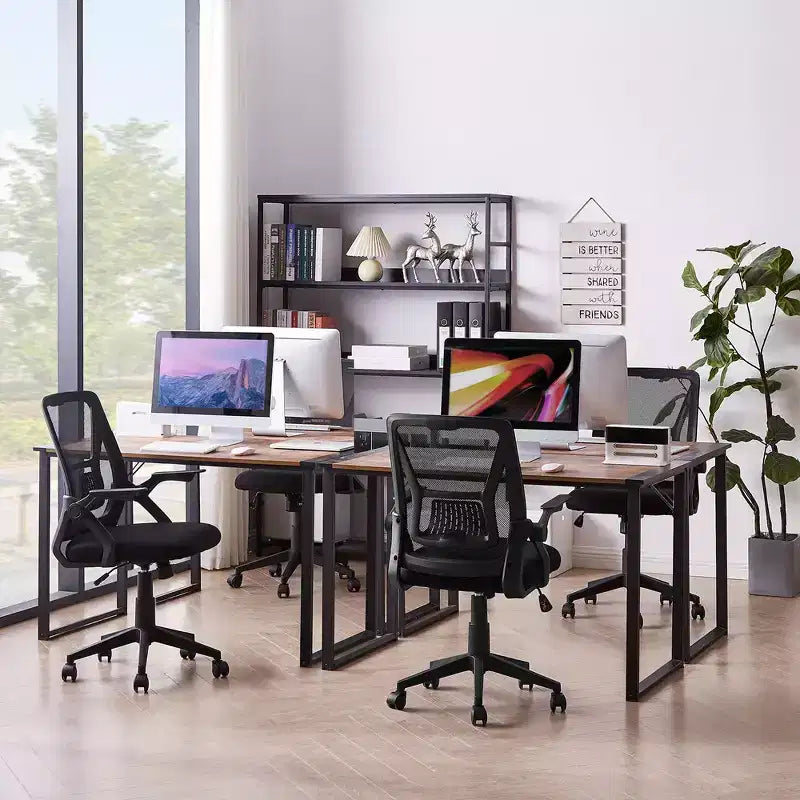Chaise de bureau ergonomique pivotante à dossier mi-haut VECELO avec accoudoirs réglables et support lombaire en maille
