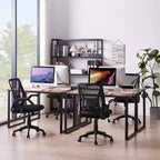 Chaise de bureau ergonomique pivotante à dossier mi-haut VECELO avec accoudoirs réglables et support lombaire en maille
