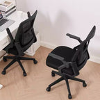 Chaise de bureau ergonomique pivotante à dossier mi-haut VECELO avec accoudoirs réglables et support lombaire en maille