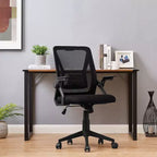 Chaise de bureau ergonomique pivotante à dossier mi-haut VECELO avec accoudoirs réglables et support lombaire en maille