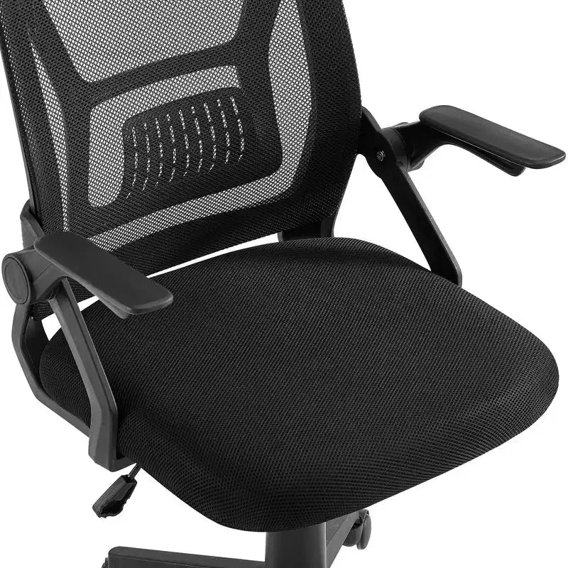 Chaise de bureau ergonomique pivotante à dossier mi-haut VECELO avec accoudoirs réglables et support lombaire en maille
