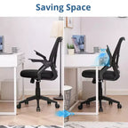 Chaise de bureau ergonomique pivotante à dossier mi-haut VECELO avec accoudoirs réglables et support lombaire en maille
