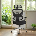 Chaise de bureau ergonomique pivotante à dossier mi-haut VECELO avec accoudoirs réglables et support lombaire en maille