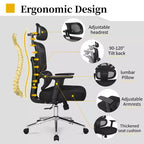 Chaise de bureau ergonomique pivotante à dossier mi-haut VECELO avec accoudoirs réglables et support lombaire en maille