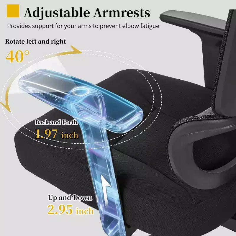 Chaise de bureau ergonomique pivotante à dossier mi-haut VECELO avec accoudoirs réglables et support lombaire en maille