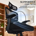 Chaise de bureau ergonomique pivotante à dossier mi-haut VECELO avec accoudoirs réglables et support lombaire en maille