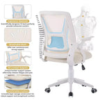 Chaise de bureau ergonomique pivotante à dossier mi-haut VECELO avec accoudoirs réglables et support lombaire en maille