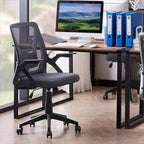 Chaise de bureau ergonomique pivotante à dossier mi-haut VECELO avec accoudoirs réglables et support lombaire en maille