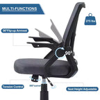 Chaise de bureau ergonomique pivotante à dossier mi-haut VECELO avec accoudoirs réglables et support lombaire en maille