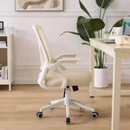 Chaise de bureau ergonomique pivotante à dossier mi-haut VECELO avec accoudoirs réglables et support lombaire en maille