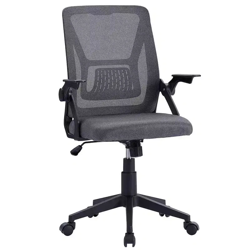Chaise de bureau ergonomique pivotante à dossier mi-haut VECELO avec accoudoirs réglables et support lombaire en maille