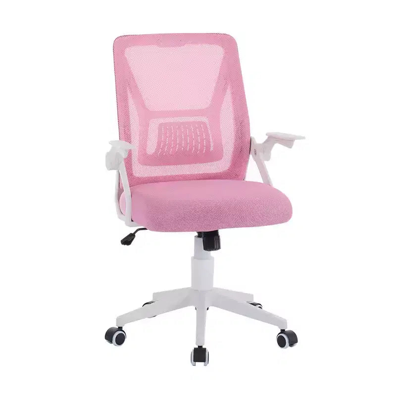 Chaise de bureau ergonomique pivotante à dossier mi-haut VECELO avec accoudoirs réglables et support lombaire en maille