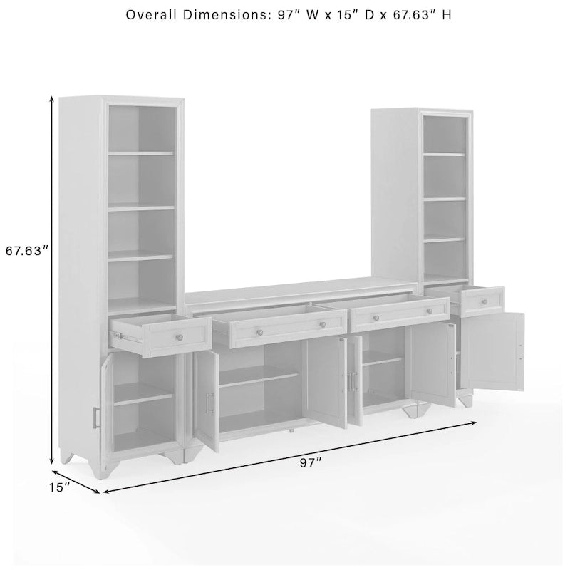 Ensemble buffet et bibliothèque 3 pièces Crosley Tara - 15x97x67,63