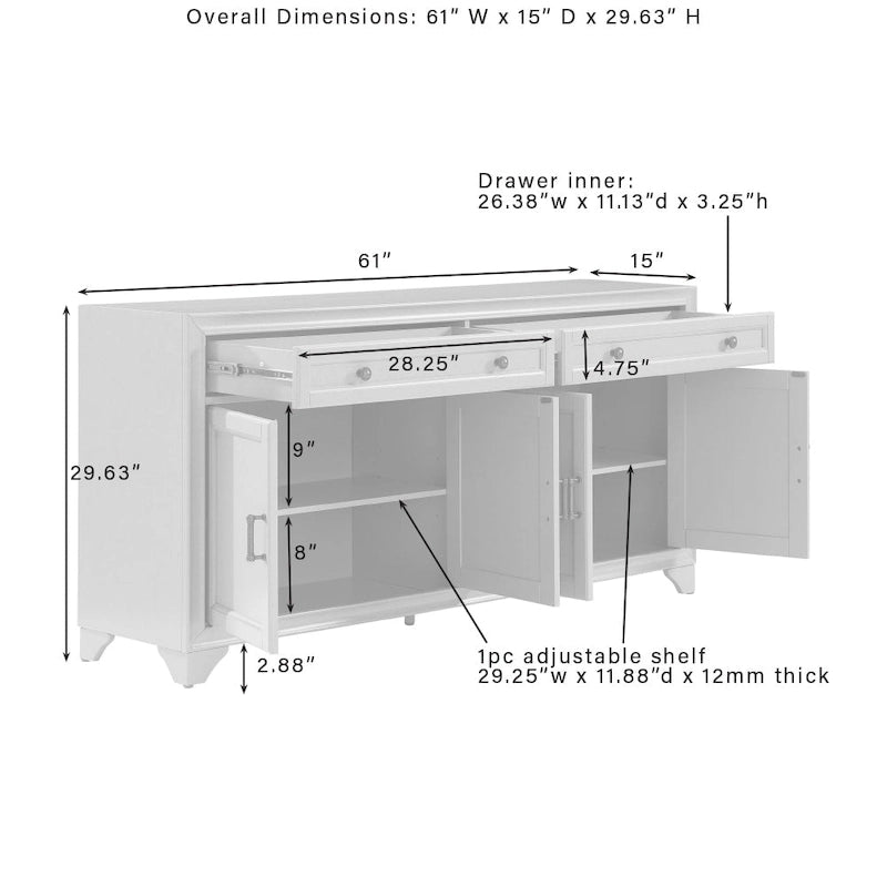 Ensemble buffet et bibliothèque 3 pièces Crosley Tara - 15x97x67,63