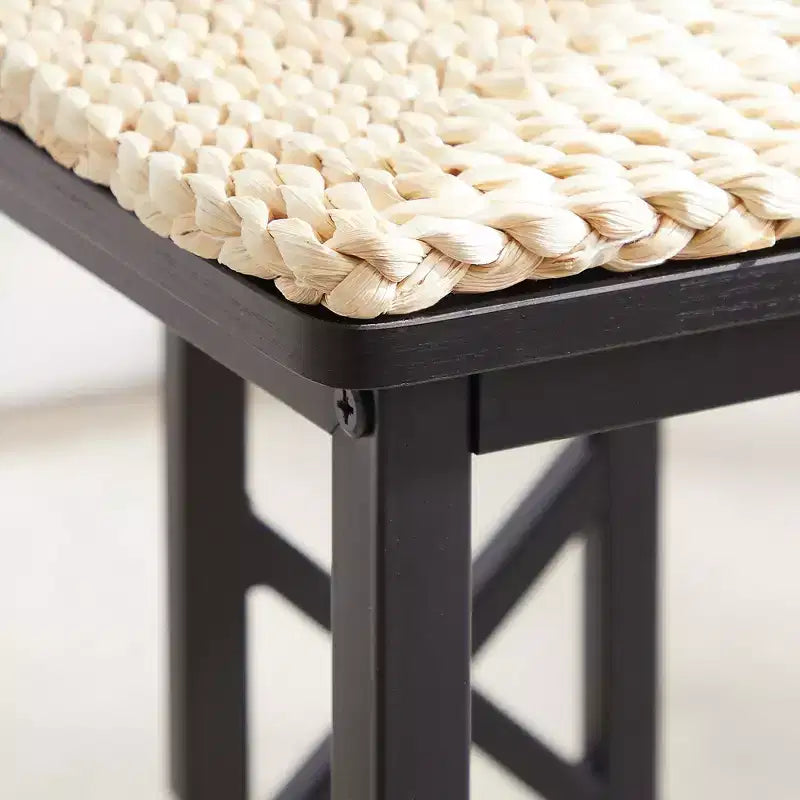 Ensembles de salle de ferme VECELO pour 4 personnes avec 3 bancs Coussins en osier tressé, Table pour cuisine/salle à manger, 110 cm
