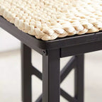 Ensembles de salle de ferme VECELO pour 4 personnes avec 3 bancs Coussins en osier tressé, Table pour cuisine/salle à manger, 110 cm