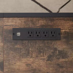 Meuble TV VECELO avec prises de courant, centre de divertissement industriel avec étagères de rangement ouvertes à 3 niveaux, 63 pouces