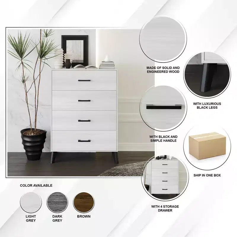 ChaletPosh Commode 4 Tiroirs