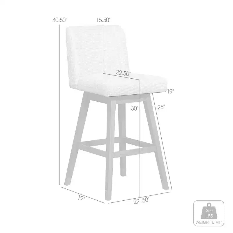 Tabouret de bar pivotant Armen Living Basila, finition bois et tissu