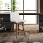 Tabouret de bar pivotant Armen Living Basila, finition bois et tissu