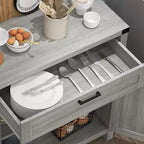 Buffet HOMCOM avec tiroir de rangement, meuble de cuisine moderne de style ferme avec 2 portes de grange, meuble de bar à café