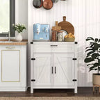 Buffet HOMCOM avec tiroir de rangement, meuble de cuisine moderne de style ferme avec 2 portes de grange, meuble de bar à café